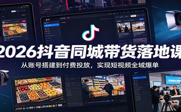 2026抖音同城带货落地课:从账号搭建到付费投放,实现短视频全域爆单