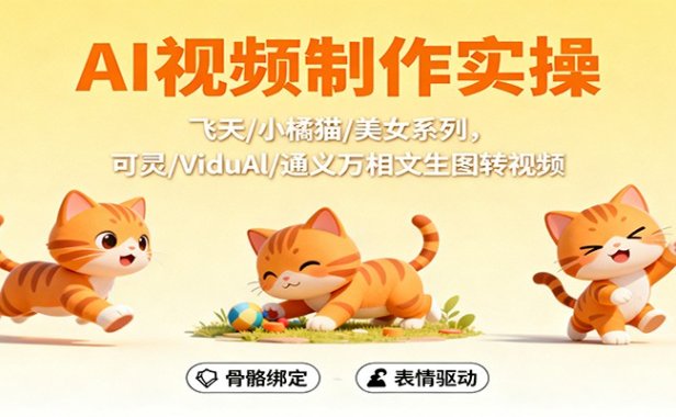 AI视频制作实操,飞天/小橘猫/美女系列,可灵/ViduAl/通义万相文生图转视频
