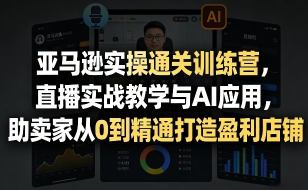 亚马逊实操通关训练营，直播实战教学与AI应用，助卖家从0到精通打造盈利店铺(更新5月8日)
