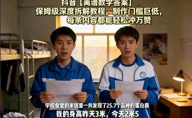 抖音【离谱数学答案】保姆级深度拆解教程，制作门槛巨低，每条内容都能轻松冲万赞，附详细步骤