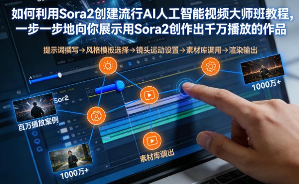 如何利用Sora2创建流行AI人工智能视频大师班,一步一步地向你展示用Sora2创作出千万播放的作品