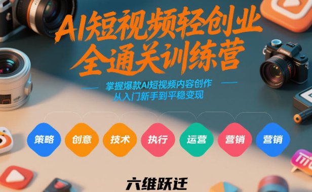 AI短视频轻创业全通关训练营，掌握爆款AI短视频内容创作，从入门新手到平稳变现的六维跃迁
