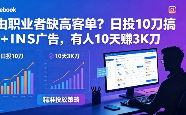 自由职业者缺高客单？日投10刀搞FB+INS广告，有人10天赚3K刀！【原创双语字幕】