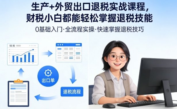 生产+外贸出口退税实战课程，财税小白都能轻松掌握退税技能