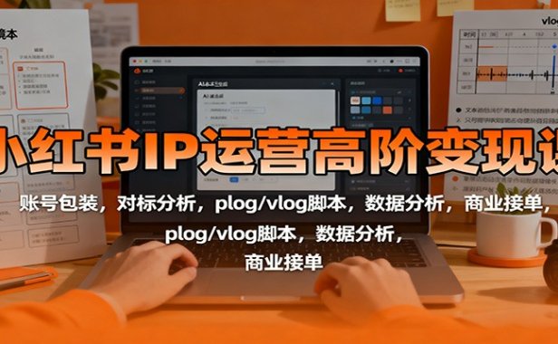 小红书IP运营高阶变现课:账号包装,对标分析,plog/vlog脚本,数据分析,商业接单