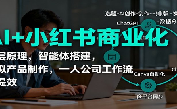 AI+小红书商业化，底层原理，智能体搭建，虚拟产品制作，一人公司工作流与提效