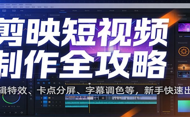 剪映短视频制作全攻略:剪辑特效、卡点分屏、字幕调色等,新手快速出片