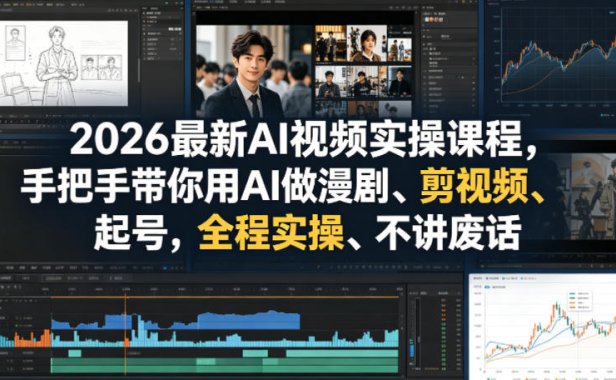 2026最新AI视频实操课程，手把手带你用AI做漫剧、剪视频、起号，全程实操、不讲废话
