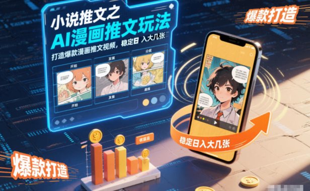 小说推文之AI漫画推文玩法，打造爆款漫画推文视频，稳定日入大几张