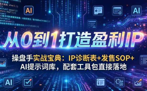 操盘手实战宝典：IP诊断表+发售SOP+AI提示词库，配套工具包直接落地，从0到1打造盈利IP