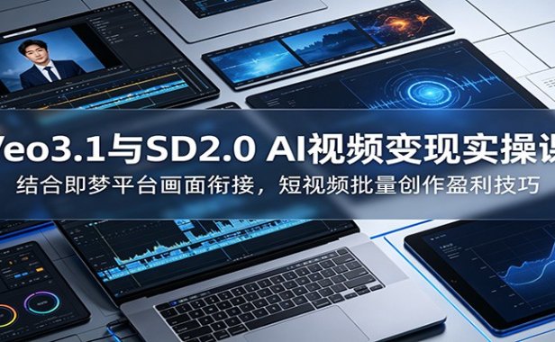 Veo3.1与SD2.0 AI视频变现实操课课:结合即梦平台画面衔接,短视频批量创作盈利技巧