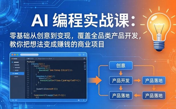AI编程实战课-第三期-4月17更新：零基础从创意到变现，覆盖全品类产品开发，把想法变成赚钱项目