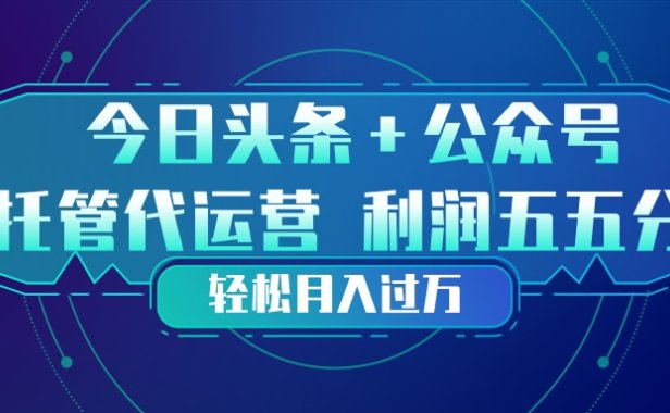 头条加公众号 托管代运营 利润分成模式 轻松月入过万