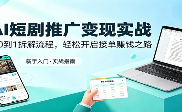 AI短剧推广变现实战：从0到1拆解流程，轻松开启接单赚钱之路