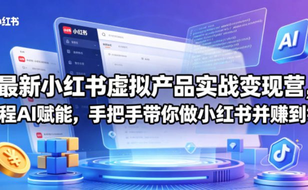 最新小红书虚拟产品实战变现营,全程AI赋能,手把手带你做小红书并赚到钱