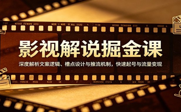 影视解说掘金课：深度解析文案逻辑、槽点设计与推流机制，快速起号与流量变现
