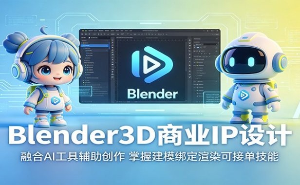 Blender3D商业IP设计:融合AI工具辅助创作,掌握建模绑定渲染可接单技能
