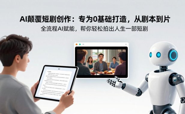 AI颠覆短剧创作：专为0基础打造，从剧本到成片全流程AI赋能，帮你轻松拍出人生第一部短剧