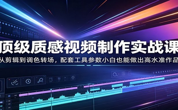 顶级质感视频制作实战课：从剪辑到调色转场，配套工具参数小白也能做出高水准作品