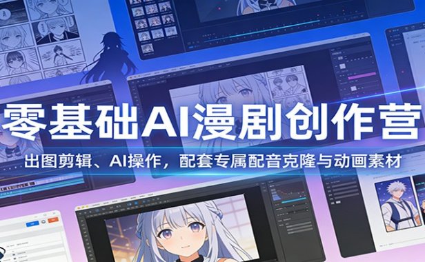 零基础AI漫剧创作营：出图剪辑、AI操作，配套专属配音克隆与动画素材