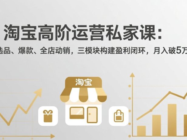 淘宝高阶运营私家课:选品、爆款、全店动销,三模块构建盈利闭环,月入破5万(更新26年2月