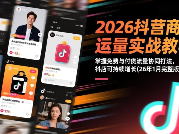 2026抖音商城运营实战教学:掌握免费与付费流量协同打法,抖店可持续增长(26年1月完整版115节