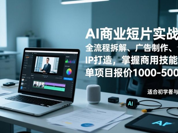 AI商业短片实战课,全流程拆解、广告制作、IP打造,掌握商用技能,单项目报价1000-5000元