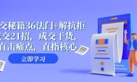 成交 秘籍36法门 解抗拒成交21招,成交干货,直击痛点,直指核心(57节课)