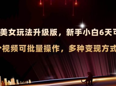 AI原创美女玩法升级版 新手6天涨万粉 5分钟制作视频可批量,多种变现月入3w