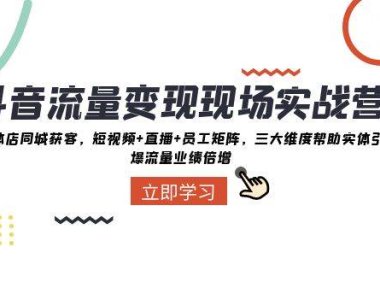 抖音·流量变现现场实战营:实体店同城获客,短视频 直播 员工矩阵,三大维度帮助实体引爆流量业绩倍增