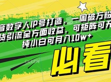 最新抖音数字人IP号打造,一周破万粉,收徒卖课卖货引流全方面收益