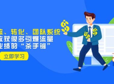教你打造引流、转化、团队系统,让你收获很多引爆流量、翻倍业绩的“杀手锏”