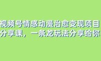 视频号情感动漫治愈变现项目分享课,一条龙玩法分享给你(教程 素材)
