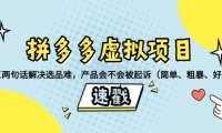 拼多多虚拟项目:三两句话解决选品难,一个方法判断产品容不容易被投诉,产品会不会被起诉(简单、粗暴、好用)