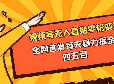 微信视频号无人直播零粉变现,全网首发每天暴力掘金四五百