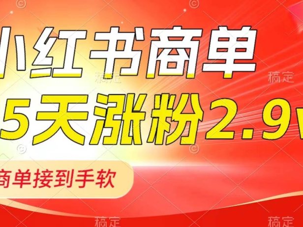 小红书商单最新玩法,新号15天2.9w粉,商单接到手软,1分钟一篇笔记