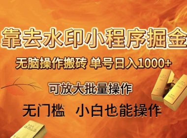 1213期去水印小程序 拼多多 无脑搬砖 ,单号日入1000 保姆级教程 可放大批量操作