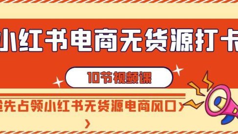 小红书电商-无货源打卡，抢先占领小红书无货源电商风口（10节课）