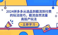2024拼多多从选品到截流到付费的玩法技巧,截流自然流量玩法,高投产玩法