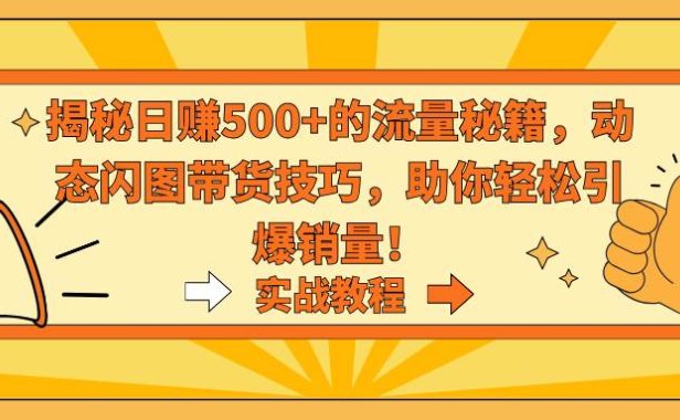 揭秘日赚500+的流量秘籍，动态闪图带货技巧，助你轻松引爆销量！