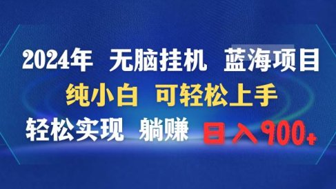 2024年无脑挂机蓝海项目 纯小白可轻松上手 轻松实现躺赚日入900+