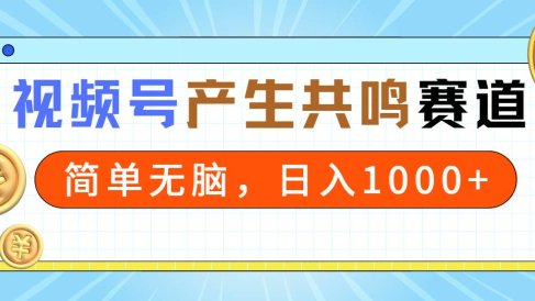 2024年视频号，产生共鸣赛道，简单无脑，一分钟一条视频，日入1000+