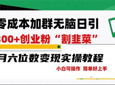 零成本加群日引300+创业粉割韭菜月六位数变现,简单无好上手!