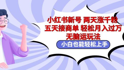 小红书新号两天涨千粉五天接商单轻松月入过万 无脑搬运玩法 小白也能轻…