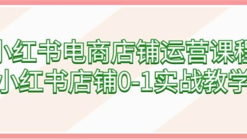 小红书电商店铺运营课程,小红书店铺0-1实战教学(60节课)