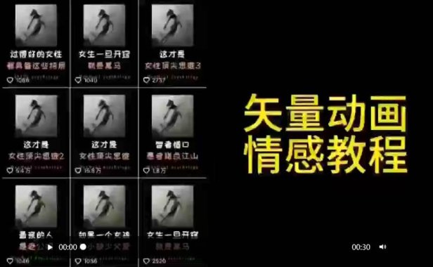 矢量动画情感教程：高点赞涨粉，适合情感、思维、创业教育等赛道