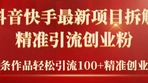 2024年抖音快手最新项目拆解视频引流创业粉，一天轻松引流精准创业粉100+
