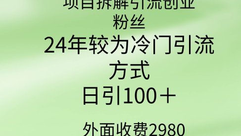 项目拆解引流创业粉丝,24年较冷门引流方式,轻松日引100+