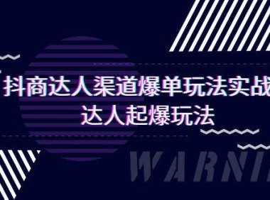 抖商达人-渠道爆单玩法实操课，达人起爆玩法（29节课）