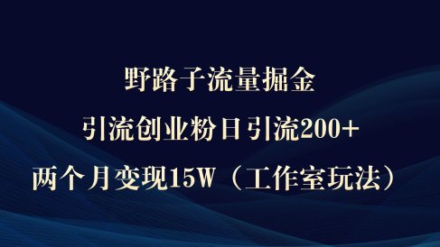 野路子流量掘金,引流创业粉日引流200+,两个月变现15W(工作室玩法))